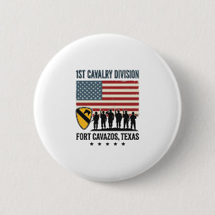 Macaron Rond 5 Cm 1ère Division de Cavalerie Fort Hood Vintage Sh Mi