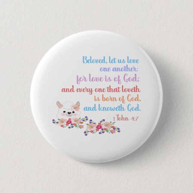Macaron Rond 5 Cm 1Jean4:7 Verset biblique (Devant)