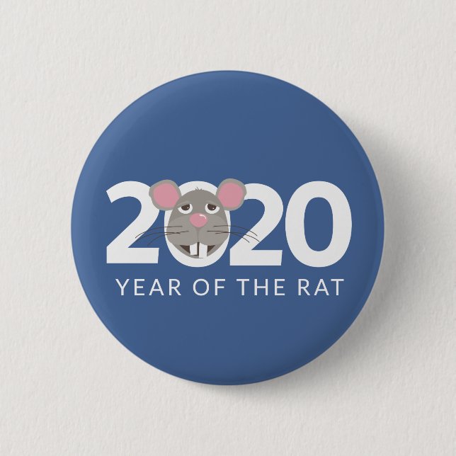 Macaron Rond 5 Cm 2020 année du rat classique bleu (Devant)