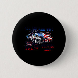 Macaron Rond 5 Cm 2024 À Bord Du Trump Train Usa American Flag