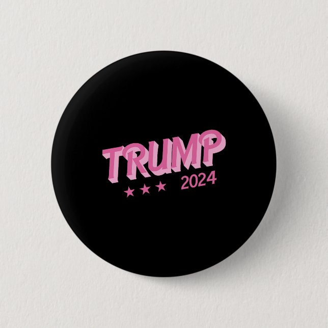Macaron Rond 5 Cm 2024 - Drôle Donald Trump - Lettres de bulle rose (Devant)