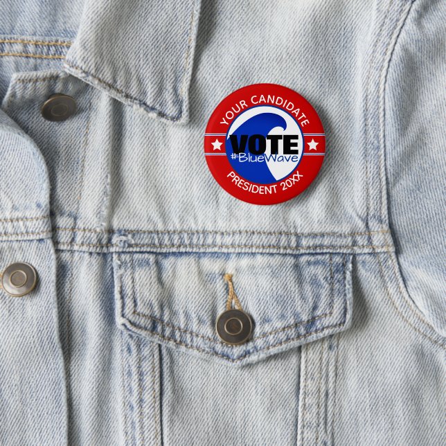Macaron Rond 5 Cm 2024 TOUT CANDIDAT Vague Bleue | Modèle candidat (En situation)
