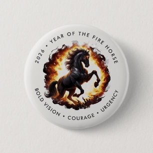 Macaron Rond 5 Cm 2026 Année du Cheval de Feu Motivation