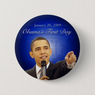 Macaron Rond 5 Cm 20 janvier : Premier bouton du jour d'Obama