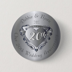 Macaron Rond 5 Cm 20e anniversaire du Mariage Entendre l'emblème
