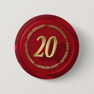 Macaron Rond 5 Cm 20e anniversaire sceau de cire rouge