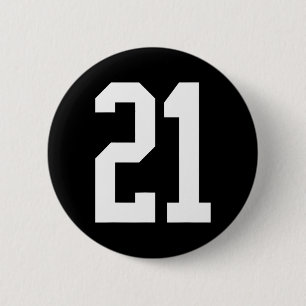 Macaron Rond 5 Cm #21 Blanc Numéro 21 Style Ventilateur Sport Hallow