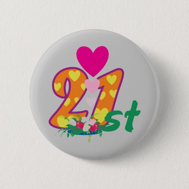 Macaron Rond 5 Cm 21e, 21 aujourd'hui anniversaire personnalisé (Devant)