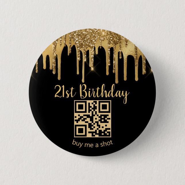 Macaron Rond 5 Cm 21e anniversaire, achetez-moi une photo, code qr,  (Devant)