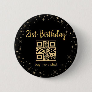Macaron Rond 5 Cm 21e anniversaire, achetez-moi une photo, code qr,