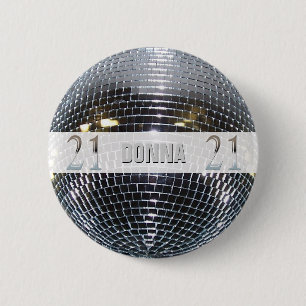 Macaron Rond 5 Cm 21ème Argent   numéro 21 d'anniversaire