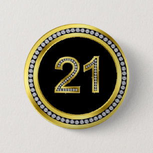 Macaron Rond 5 Cm 21ème borne d'anniversaire de diamant