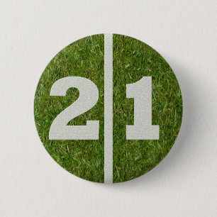 Macaron Rond 5 Cm 21ème Bouton de yard du football d'anniversaire