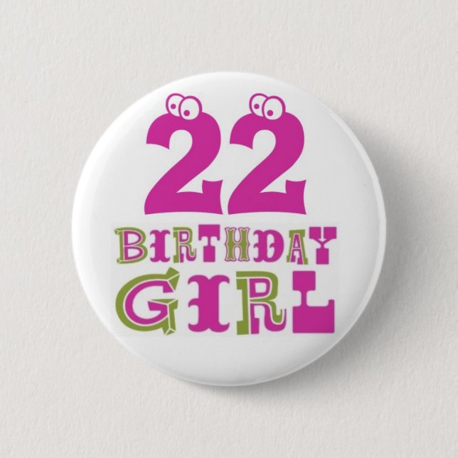 Macaron Rond 5 Cm 22ème Insigne de bouton de fille d'anniversaire (Devant)