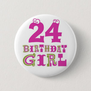 Macaron Rond 5 Cm 24ème Insigne de bouton de fille d'anniversaire