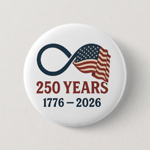 Macaron Rond 5 Cm 250 Anniversaire 1776-2026 USA Patriotique