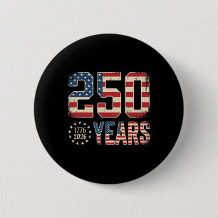 Macaron Rond 5 Cm 250 Ans 1776-2026 Drapeau Patriotique Américain 25