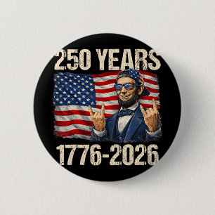 Macaron Rond 5 Cm 250 Ans Abraham Lincoln Drapeau Américain 1776-202