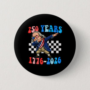 Macaron Rond 5 Cm 250 ans Ben Franklin Dabbing 1776-2026 250e annive