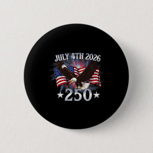 Macaron Rond 5 Cm 250 Ans Drapeau Américain 250e Anniversaire États-