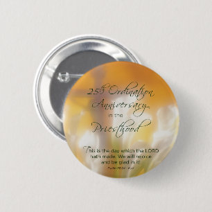 Macaron Rond 5 Cm 25e anniversaire d'Ordination Prêtrise Lys