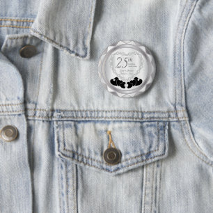Macaron Rond 5 Cm 25e anniversaire du Mariage d'argent