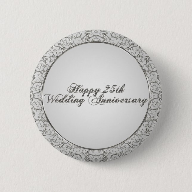 Macaron Rond 5 Cm 25ème Bouton d'anniversaire de mariage (Devant)