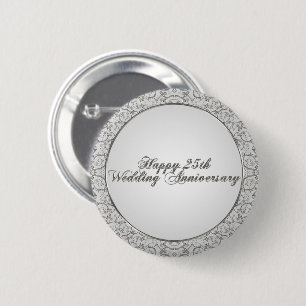 Macaron Rond 5 Cm 25ème Bouton d'anniversaire de mariage