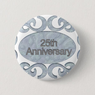 Macaron Rond 5 Cm 25ème Boutons d'anniversaire de mariage