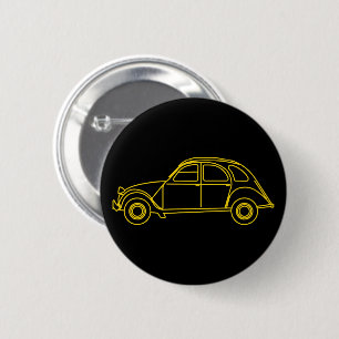 Macaron Rond 5 Cm 2CV Deux Chevaux bleu jaune