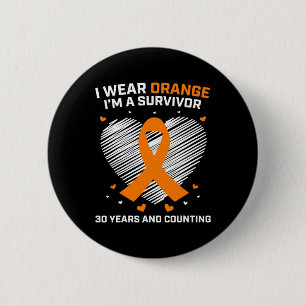Macaron Rond 5 Cm 30 ans Leucémie Survivor Dons Orange Cancer Gratui