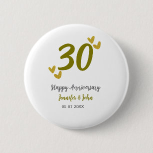 Macaron Rond 5 Cm 30e anniversaire heureux couple de mariages gris d