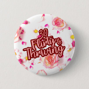 Macaron Rond 5 Cm 30e anniversaire Trente Flirty et Fun Fun Rose