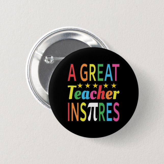 Macaron Rond 5 Cm 3.14 Un grand enseignant inspire un jeu de mots am (Devant & derrière)