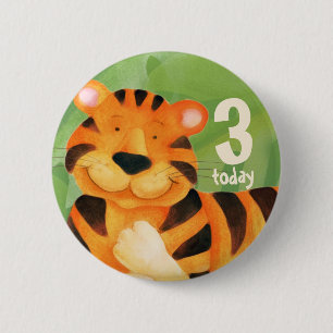 Macaron Rond 5 Cm 3 aujourd'hui joli tigre bouton d'art/badge