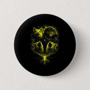 Macaron Rond 5 Cm 3 porc hurlant mystique éclipse de lune lunaire an