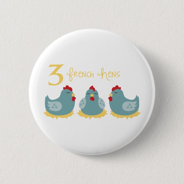 Macaron Rond 5 Cm 3 poules françaises (Devant)
