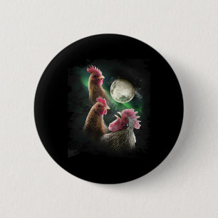 Macaron Rond 5 Cm 3 poulets lune loup poulets hurlements loups 