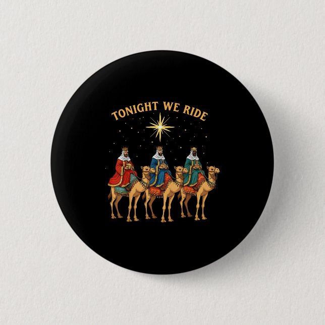 Macaron Rond 5 Cm 3 Wise Men Tonight We Ride Christmas  (Devant)
