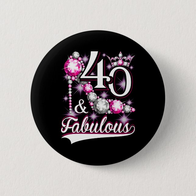 Macaron Rond 5 Cm 40 et fabuleux 40 ans 40e anniversaire Diamond (Devant)
