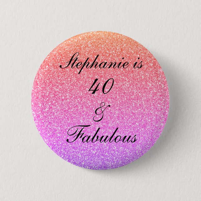 Macaron Rond 5 Cm 40 Fabuleux Anniversaire rose violet Motifs de Par (Devant)
