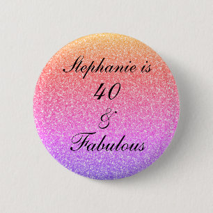 Macaron Rond 5 Cm 40 Fabulous Birthday Pink Purple Glitter Patterns