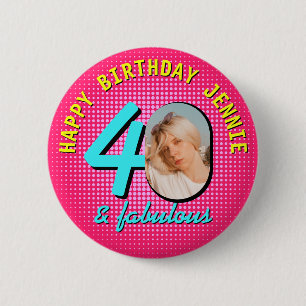 Macaron Rond 5 Cm 40e Anniversaire Photo Rétro Personnalisé