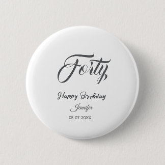 Macaron Rond 5 Cm 40th forty letterbirthday add name date year gray 