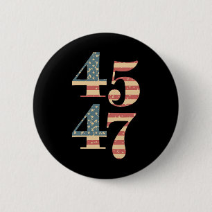 Macaron Rond 5 Cm 47 Trump 2024 Soutien au drapeau Vintage Trump 45 