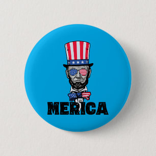 Macaron Rond 5 Cm 4 juillet Abe Lincoln Amérique Bzr Drôle Enfants