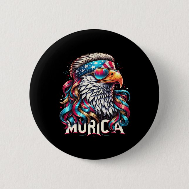 Macaron Rond 5 Cm 4 juillet Aigle Funny Patriotique Juillet 4 Usa Mu (Devant)