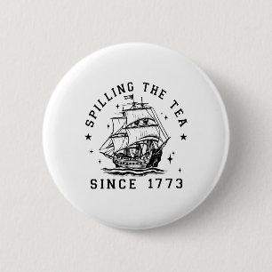 Macaron Rond 5 Cm 4 juillet Déverser Le Thé Depuis 1773 Historique T