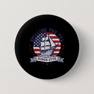 Macaron Rond 5 Cm 4 juillet Déverser Le Thé Depuis 1773 Historique T