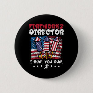 Macaron Rond 5 Cm 4 juillet Feu d'artifice Directeur I Run Funny Us